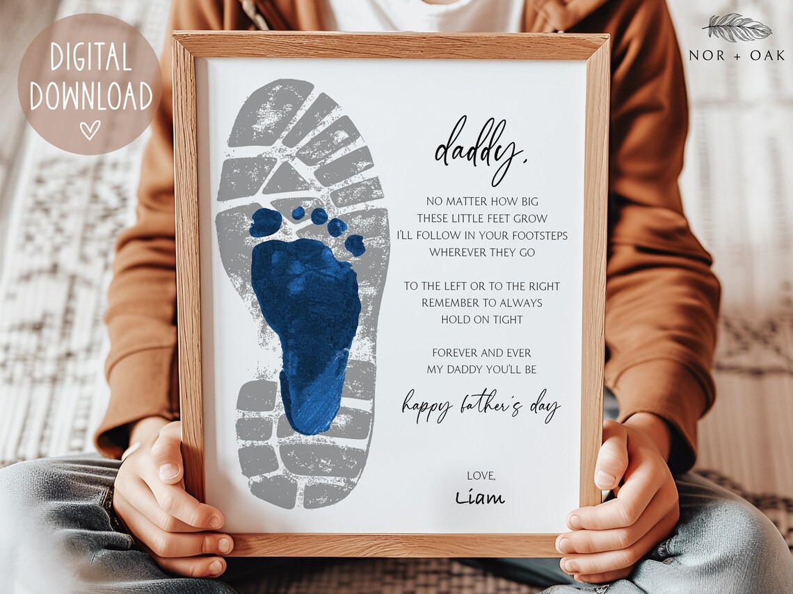 Father's Day Footprint Craft Gift Poem, Art Print
