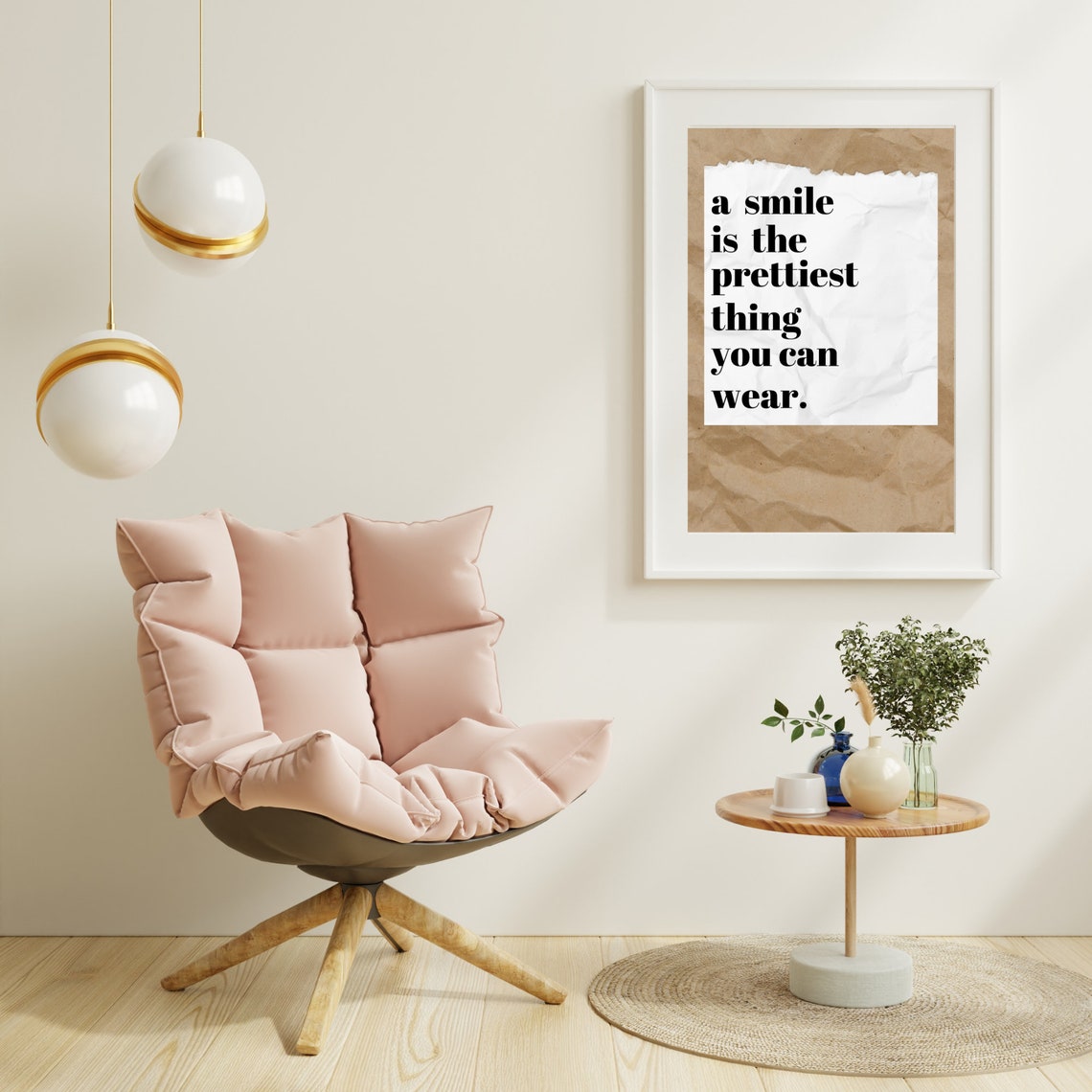 A Smile Is the Prettiest Thing You Can Wear Kraft Paper Quote Poster - Image 2