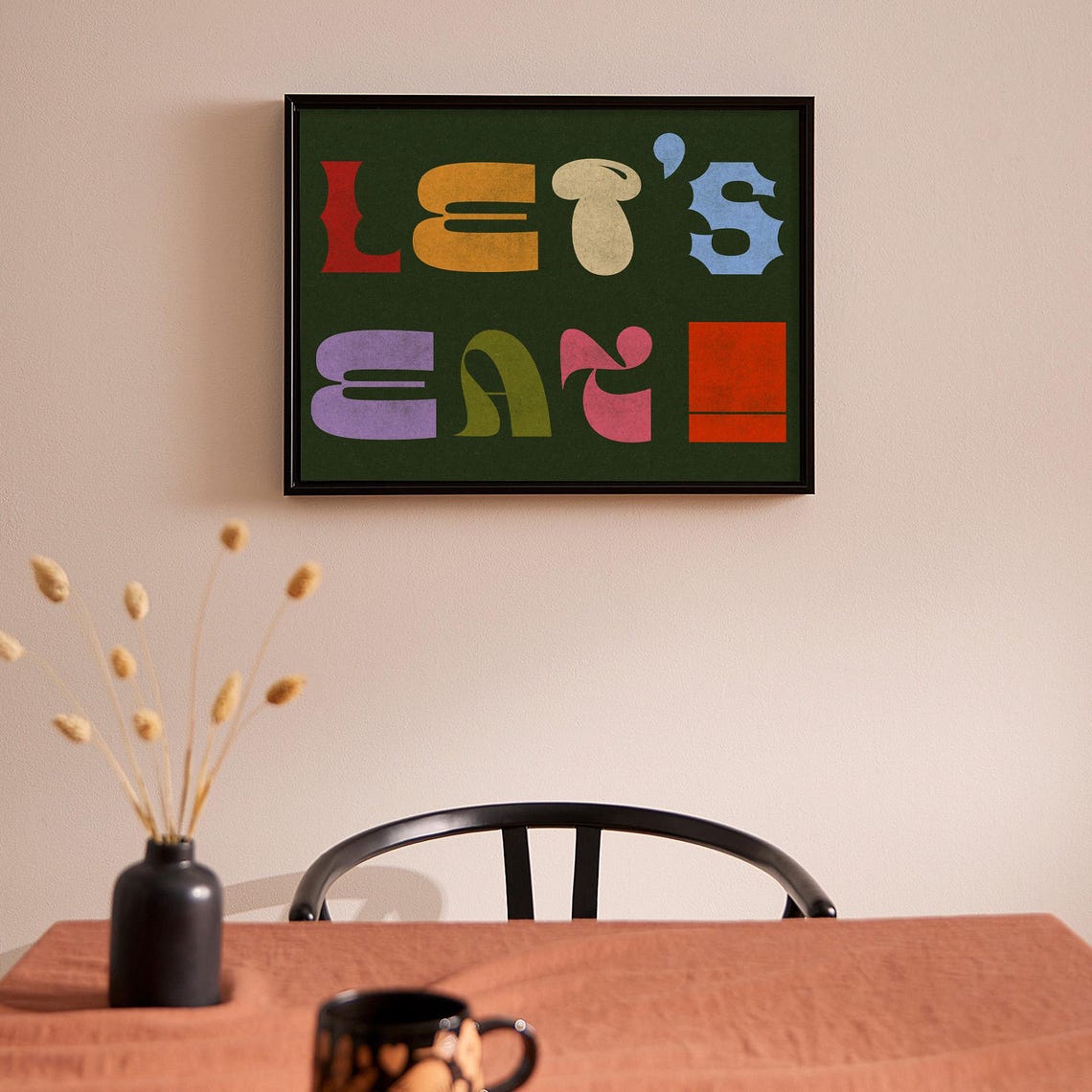 Lets Eat Colorful Retro Block Lettering Kitchen Quote Decor Print - Image 3