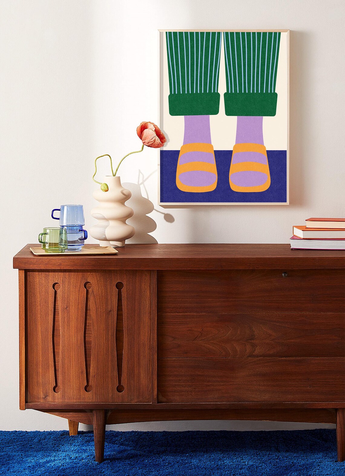 Minimalist Feet In Sandals Colorful Fashion Illustration Print - Image 3