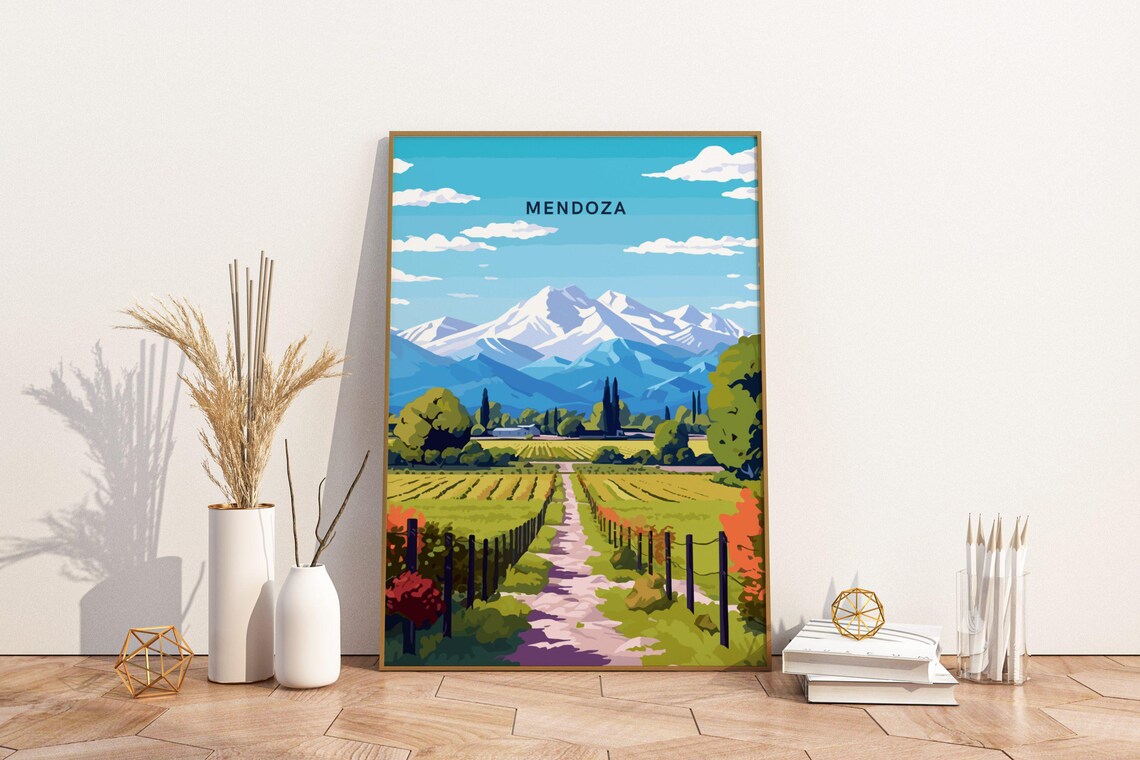 Mendoza Argentina Travel Print Poster Wall Art Vintage Deco