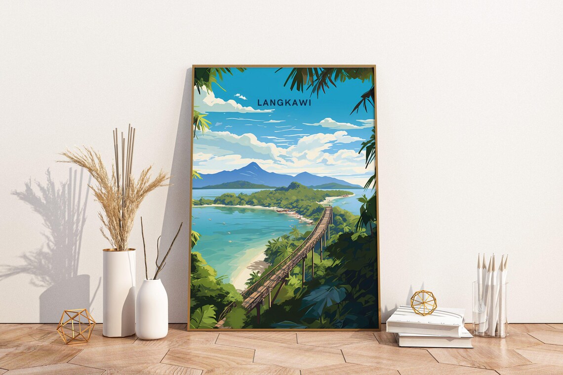 Langkawi Malaysia Sky Bridge Turquoise Bay Island Travel Poster