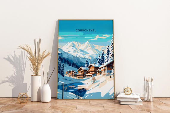 Courchevel France Ski Travel Print Poster Wall Art Vintage Tra