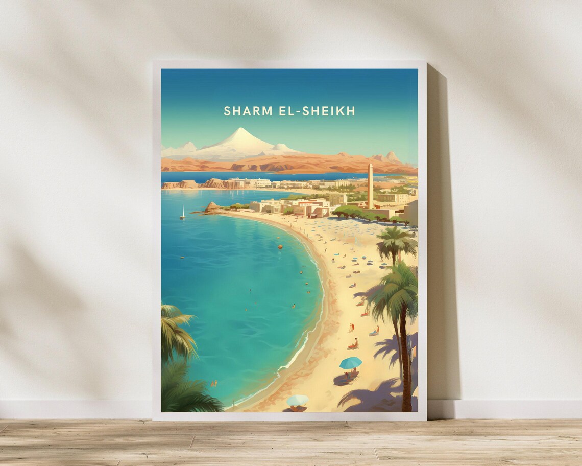 Sharm El-Sheikh Egypt Red Sea Beach Resort Vintage Travel Poster