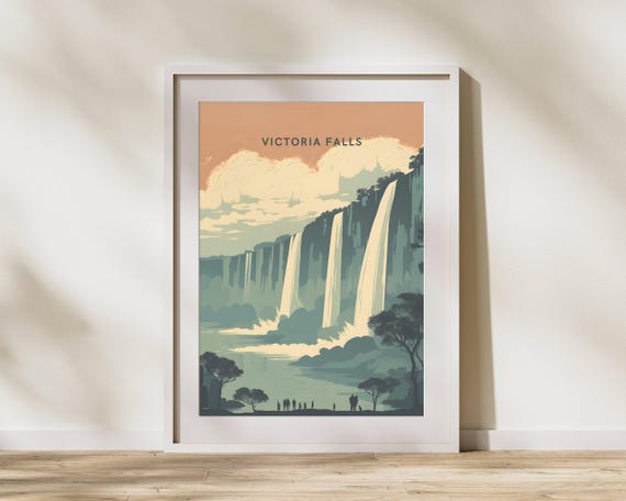 Victoria Falls Zimbabwe Travel Poster Artwork Wall Art Print V