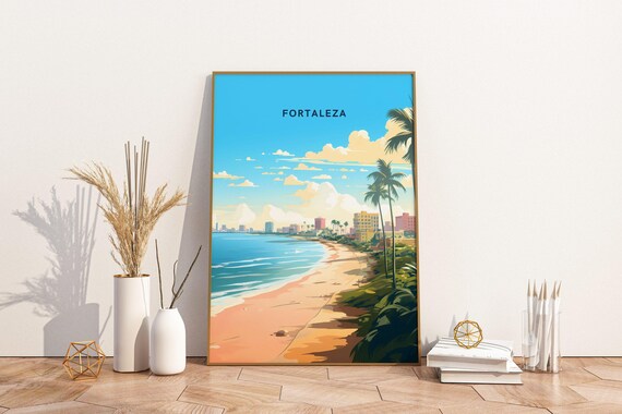 Fortaleza Brazil Travel Print Poster Wall Art Vintage Decor