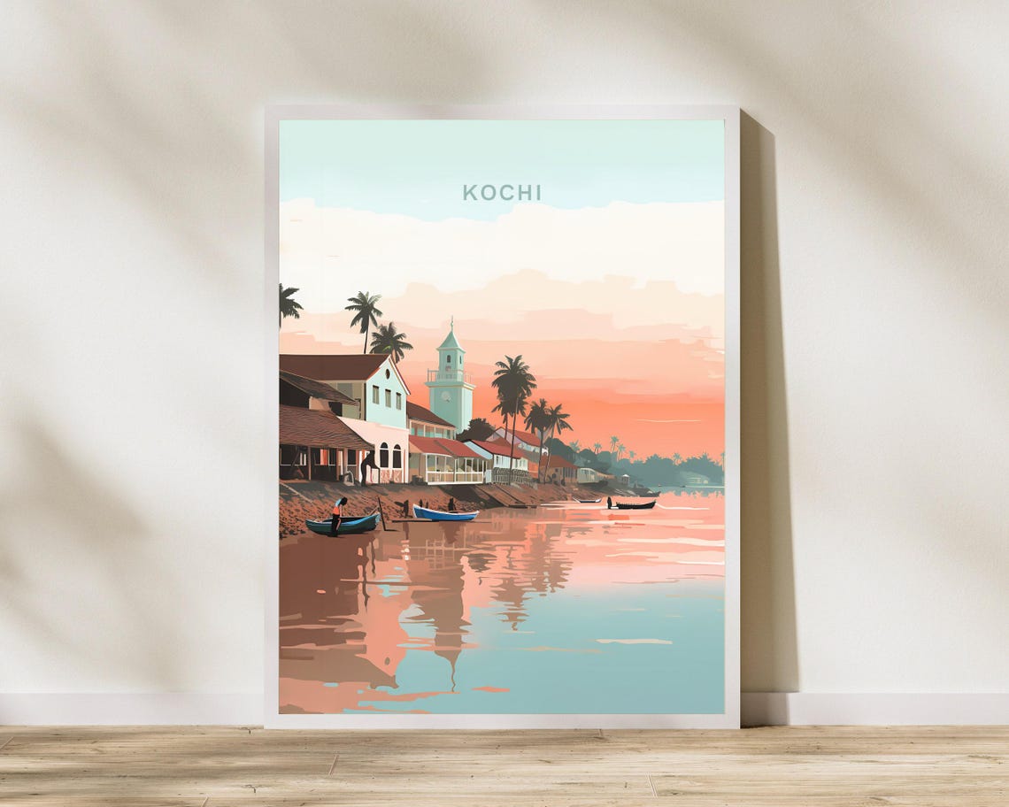 Kochi Kerala India Golden Sunset Waterfront Colonial Town Poster