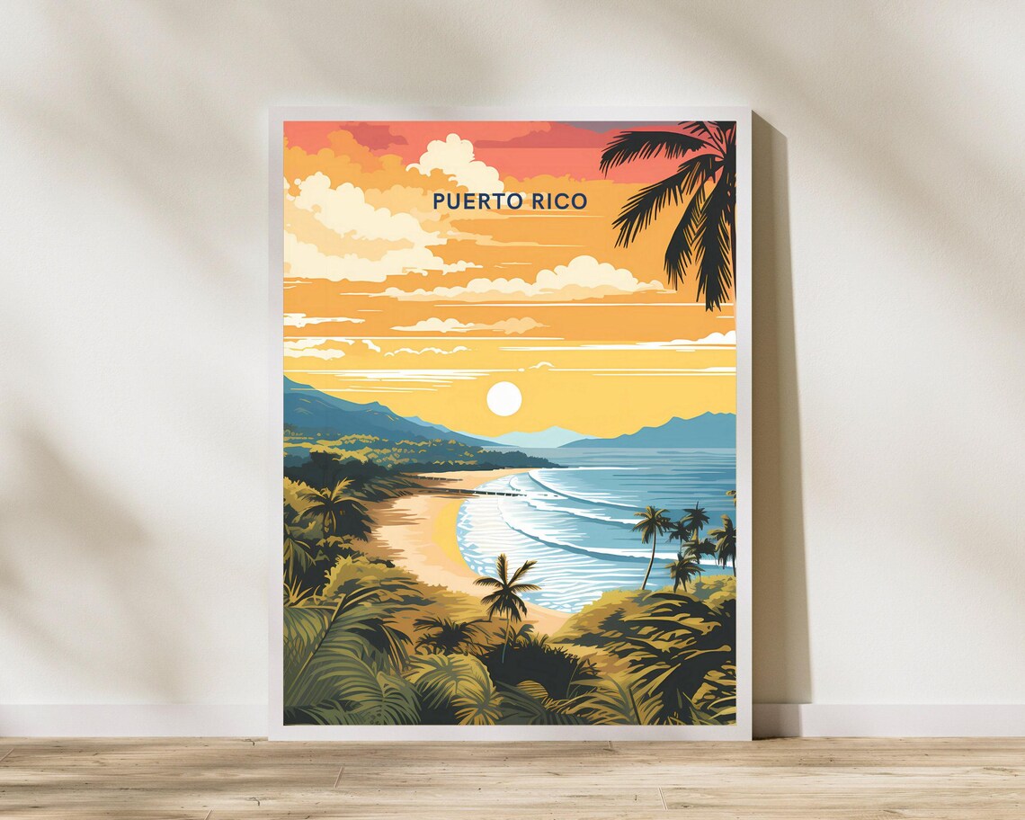 Puerto Rico Travel Print Poster Wall Art Vintage Decor