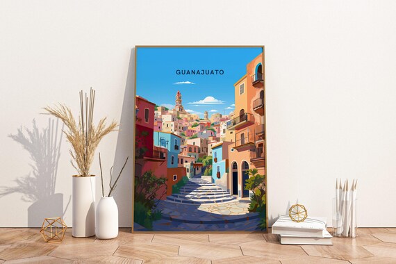 Guanajuato Mexico Travel Print Poster Wall Art Vintage Deco