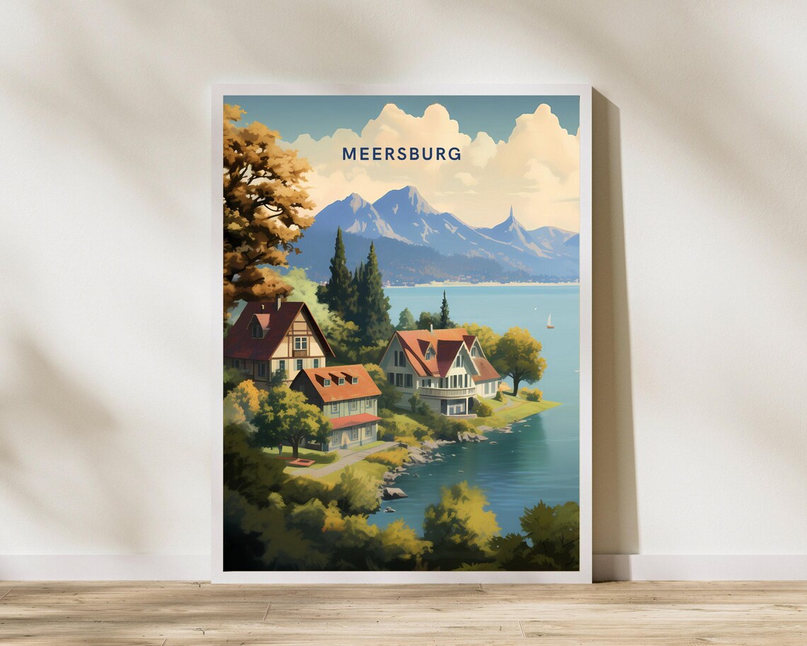 Meersburg Germany Lakeside Houses Autumn Colors Scenic Poster