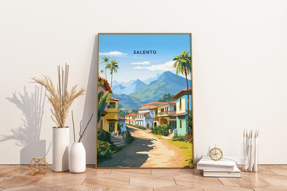Salento Colombia Travel Print Poster Wall Art Vintage Decor