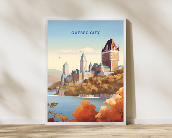 Quebec City Canada Fall Foliage Chateau Vintage Travel Poster