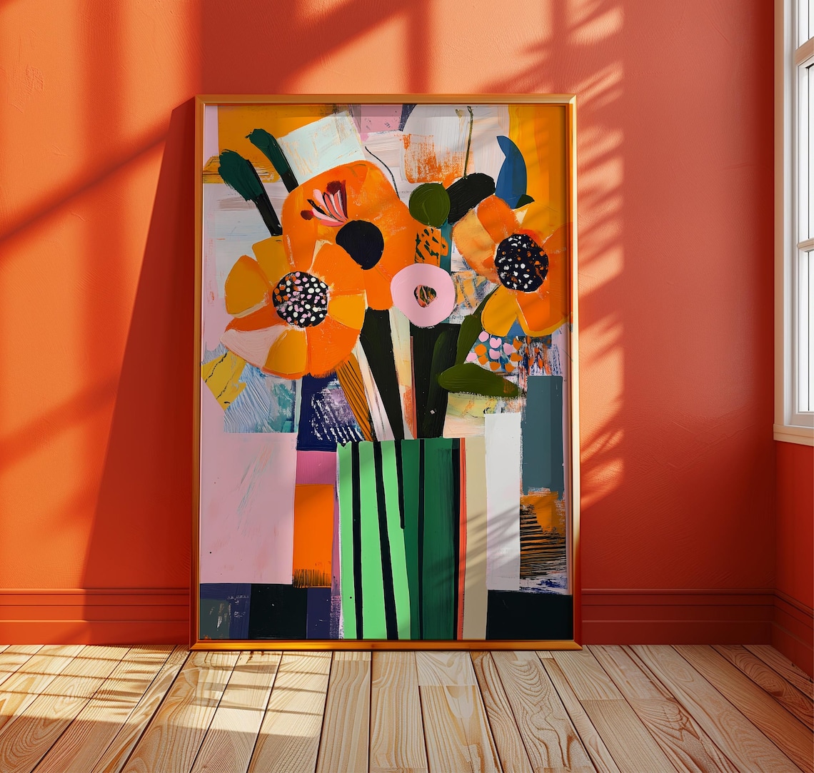 Matisse Style Abstract Floral Art Print, Maximalist