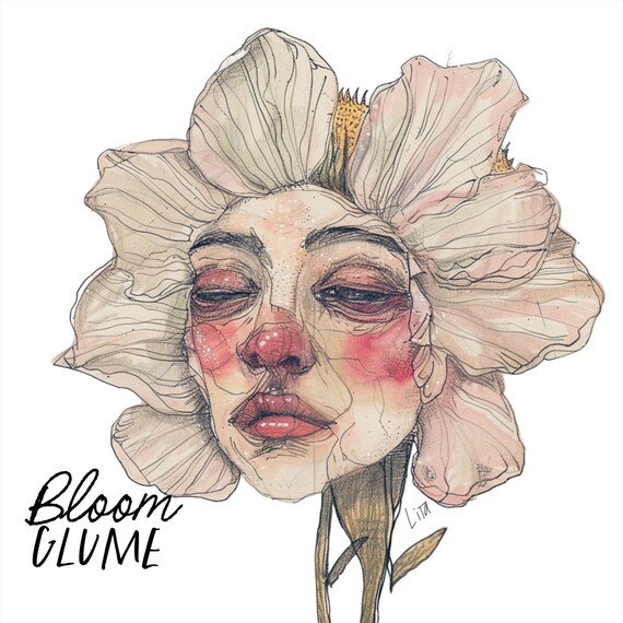 Misel Bloomies Pale Flower Face Illustration Lowbrow Botanical Art Print