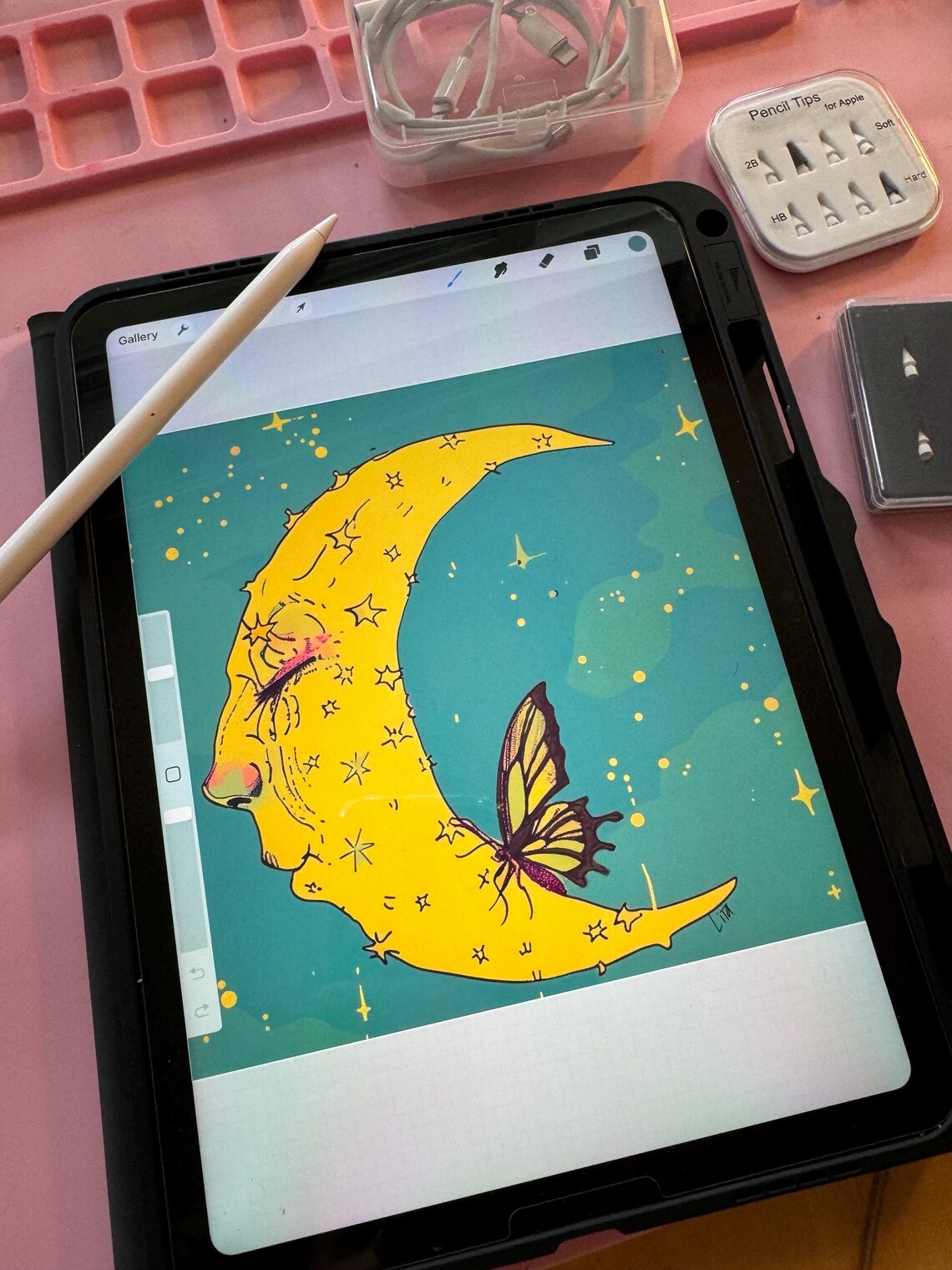 Crescent Moon With Face, Celestial Art Print - Image 3