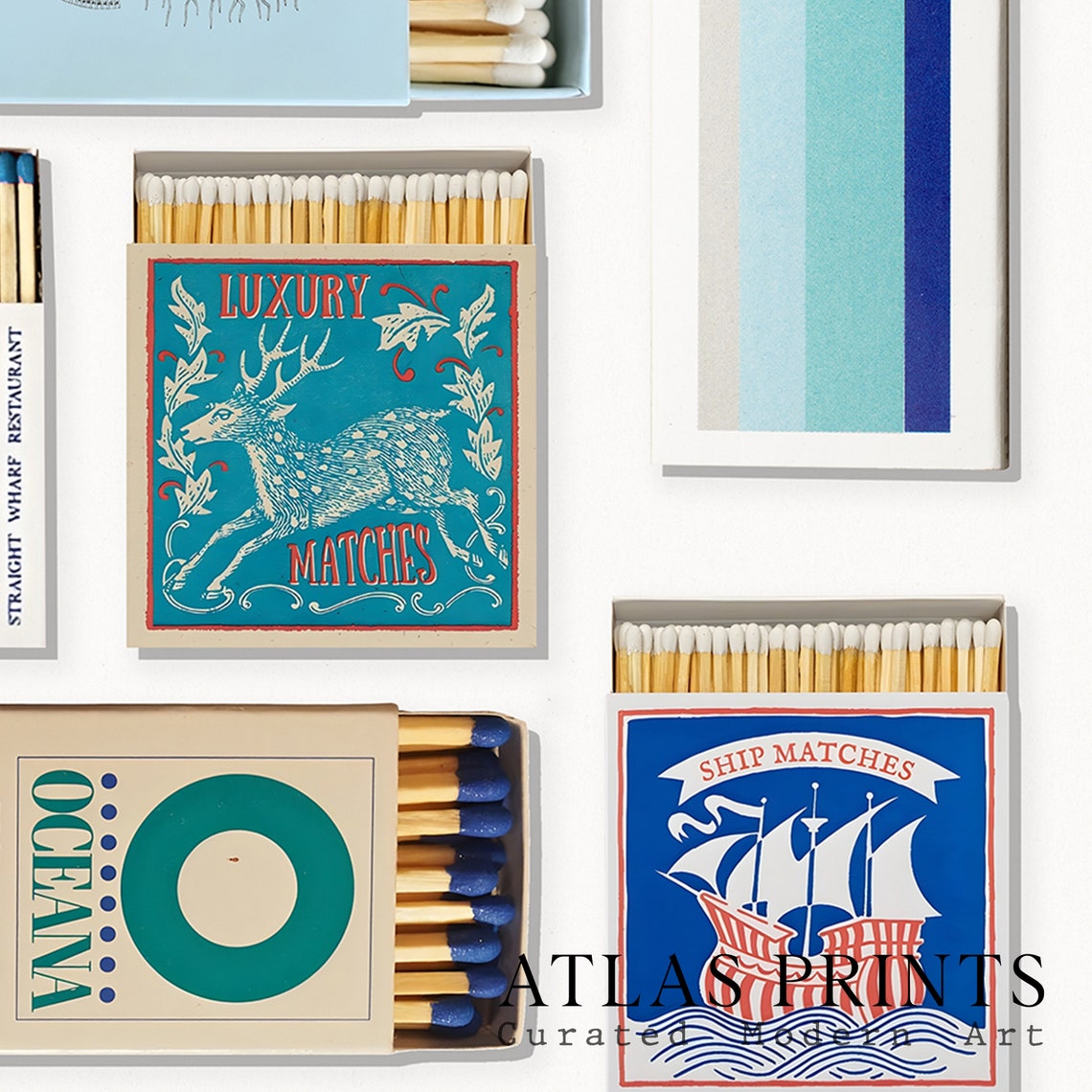 Vintage Matchbox Collection Retro Hotel Restaurant Match Art Poster - Image 2