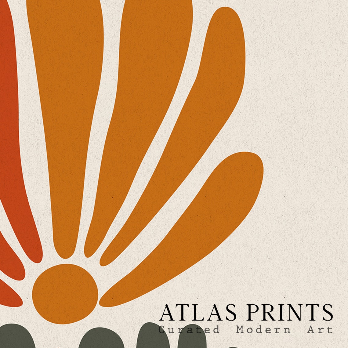 Retro Abstract Flower Artwork Burnt Orange Minimalist Botanical Poster - Image 5