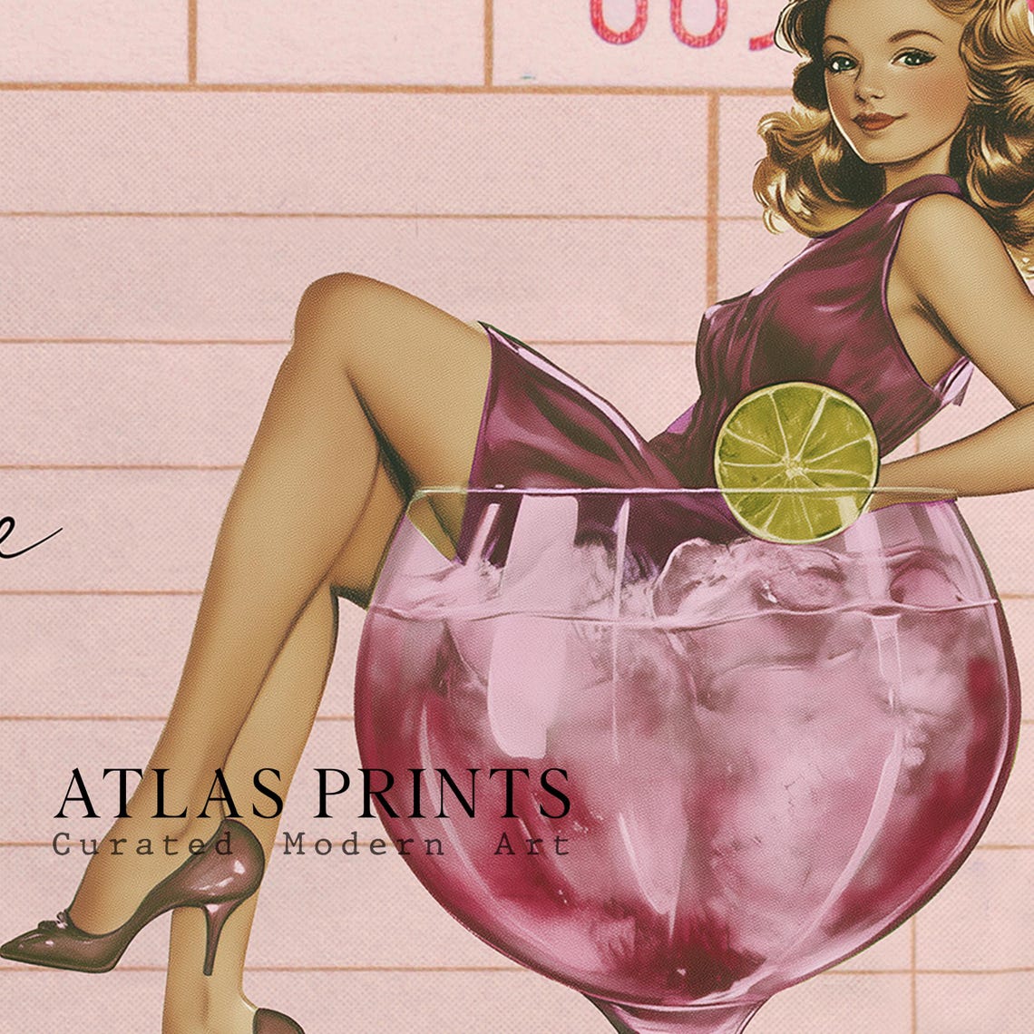 Retro Pin Up Girl Cocktail Glass Funny Guest Check Halloween Poster - Image 5