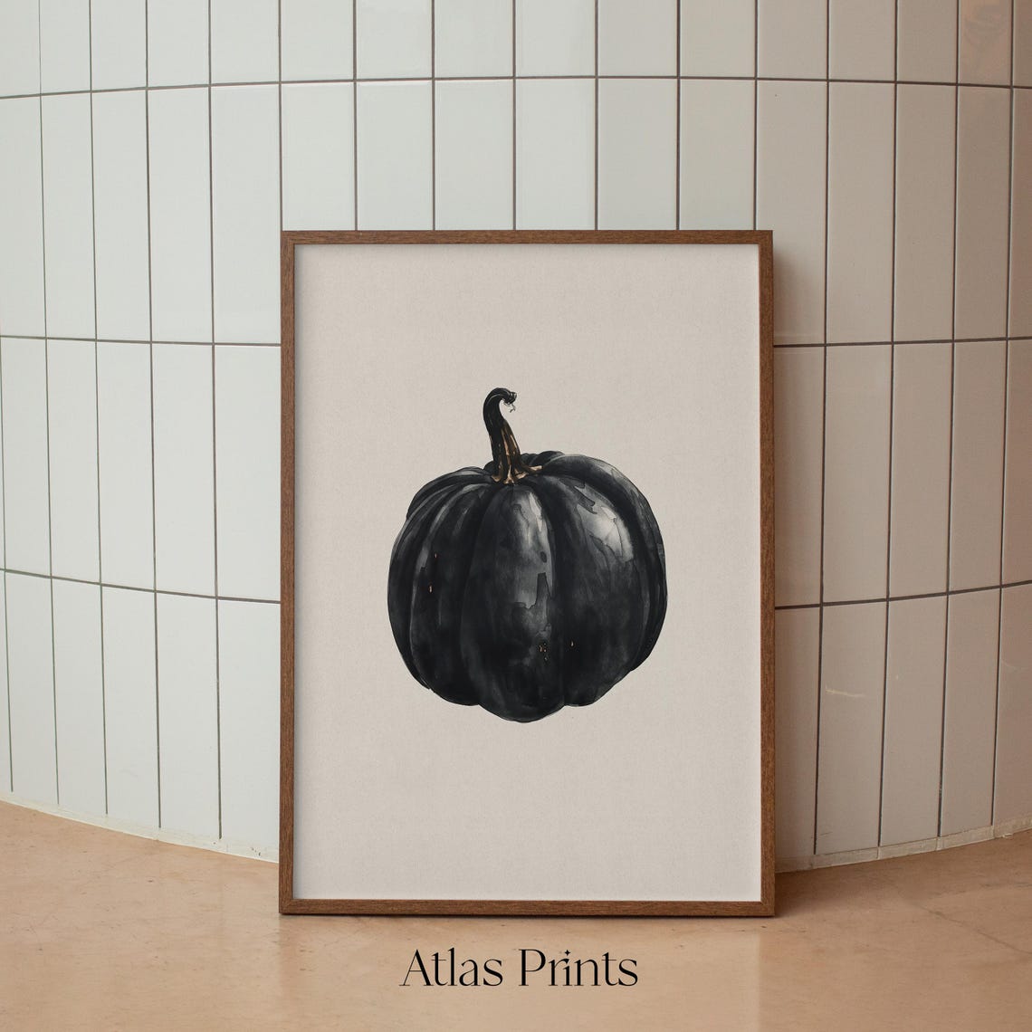 Black Watercolor Pumpkin Simple Modern Halloween Fall Art Poster - Image 3