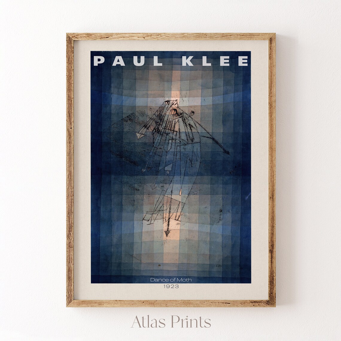 Paul Klee Dance Of Moth 1923 Blue Line Drawing Vintage Art Poster - Image 2