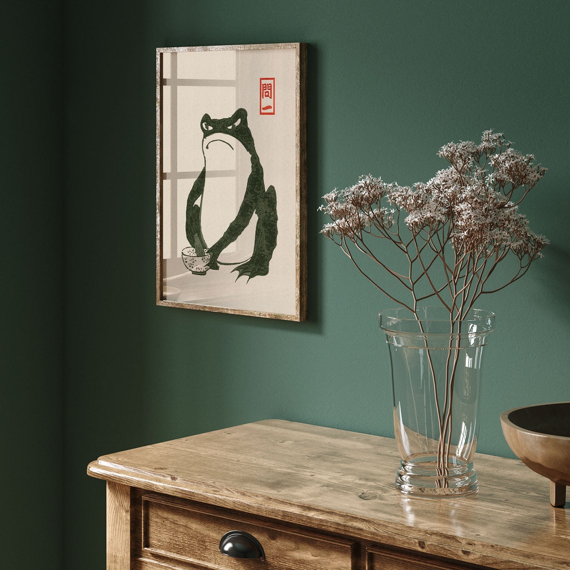 Matsumoto Hoji Green Frog Art Print Hoji Vintage Toad Painting Poster Japanese Woodblock Painting Wabi Sabi Wall Art - Image 2