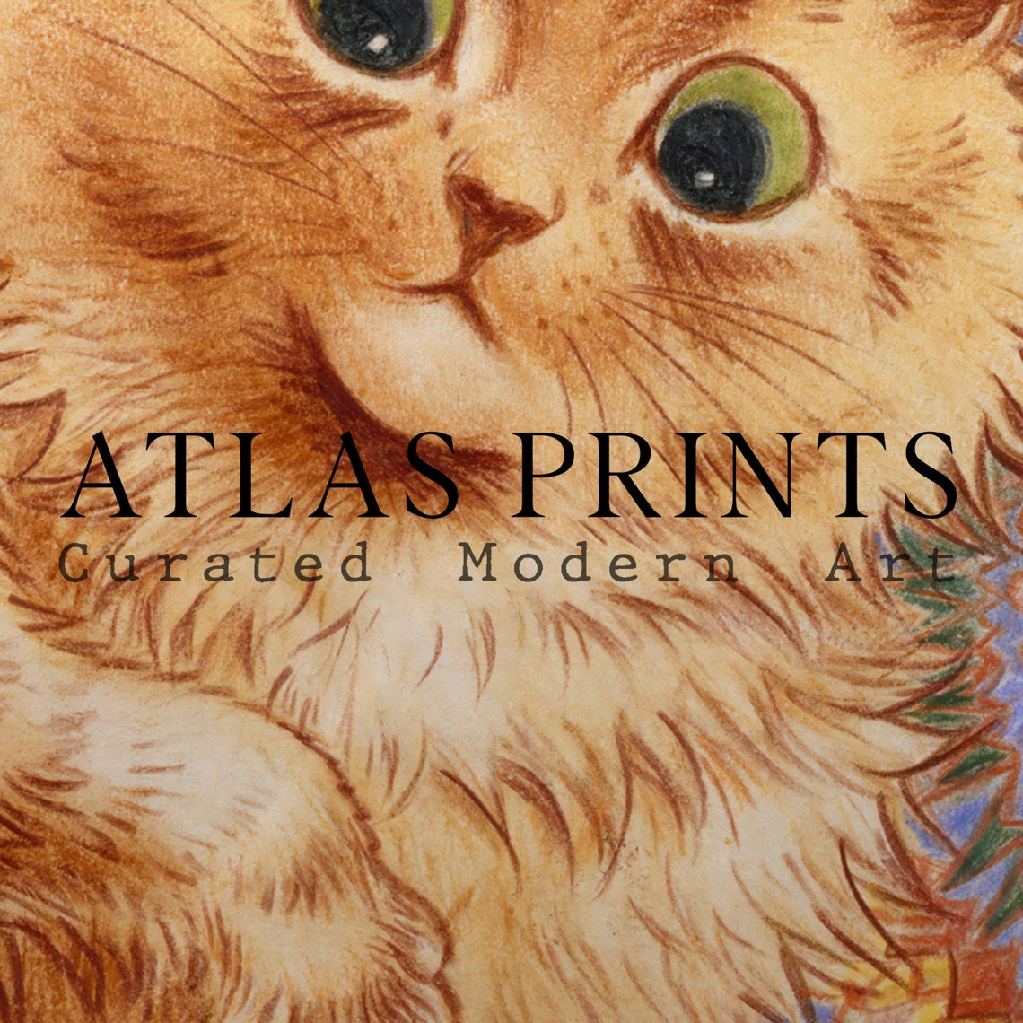 Louis Wain Ginger Cat 1931 Big Eyed Kitten Whimsical Art Poster - Image 5