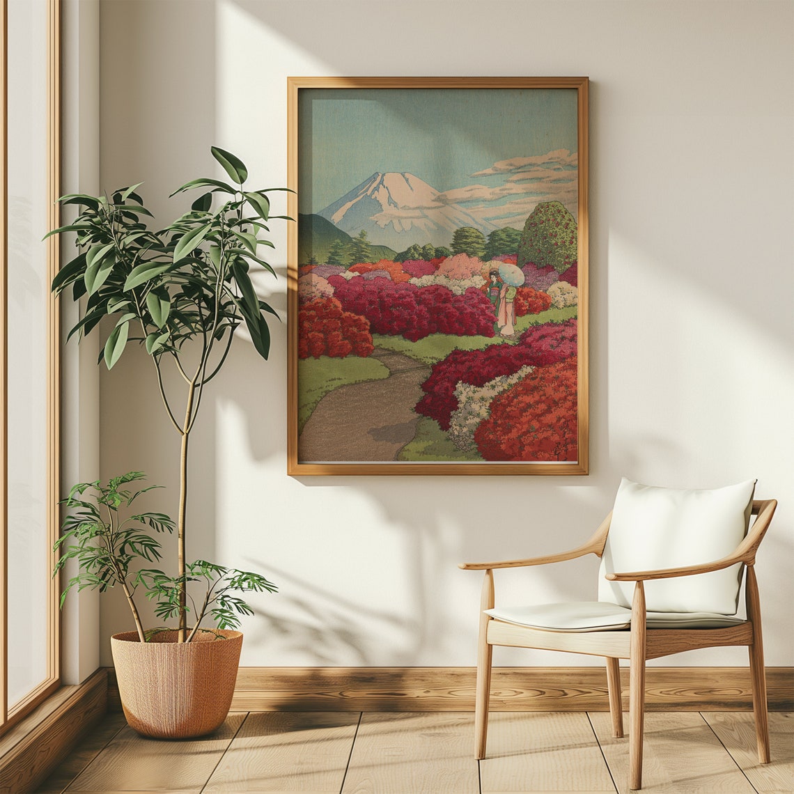 Kawase Hasui Mount Fuji Azalea Garden Spring Japanese Artwork Poster - Image 2
