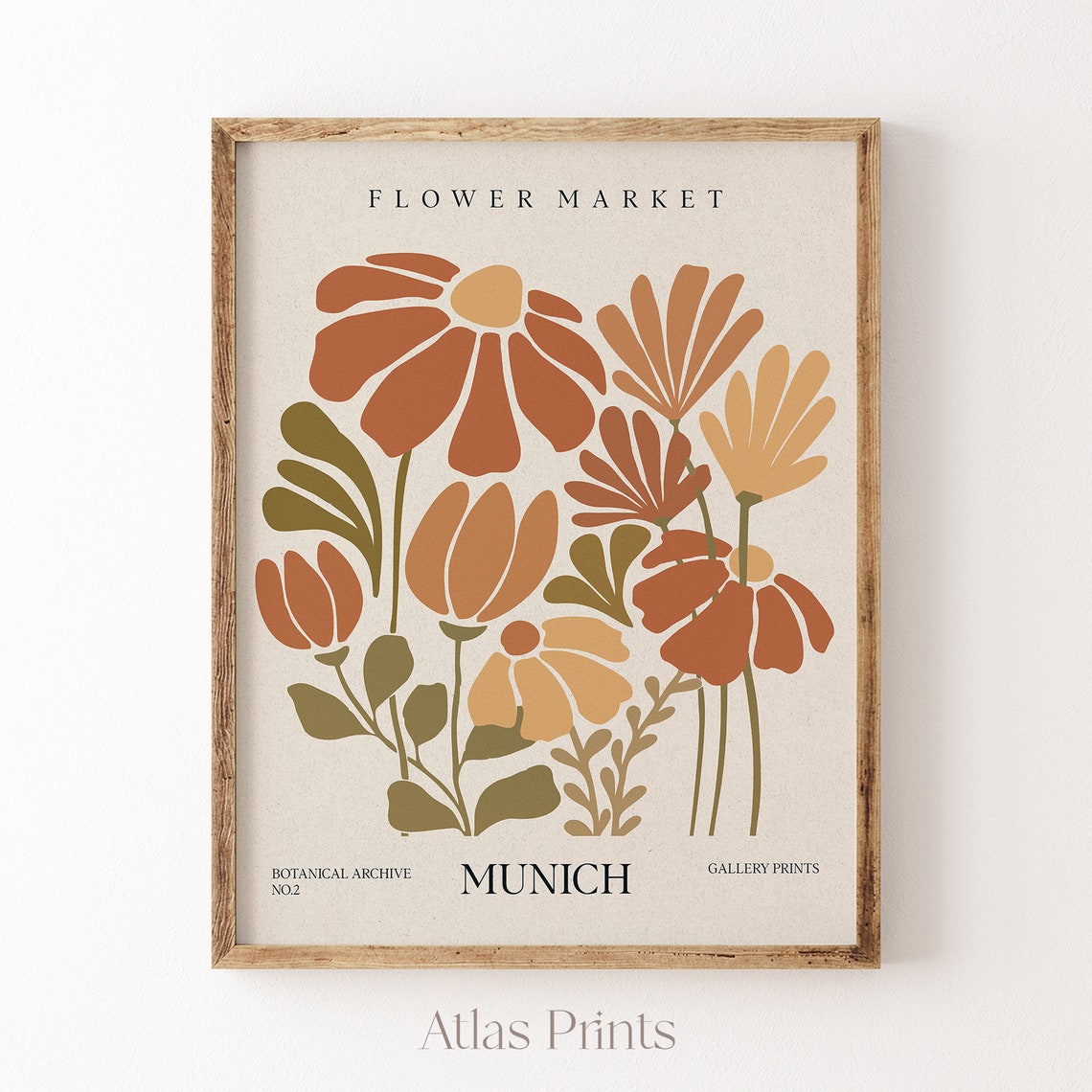 Munich Flower Market Retro Botanical Archive Floral Wall Poster