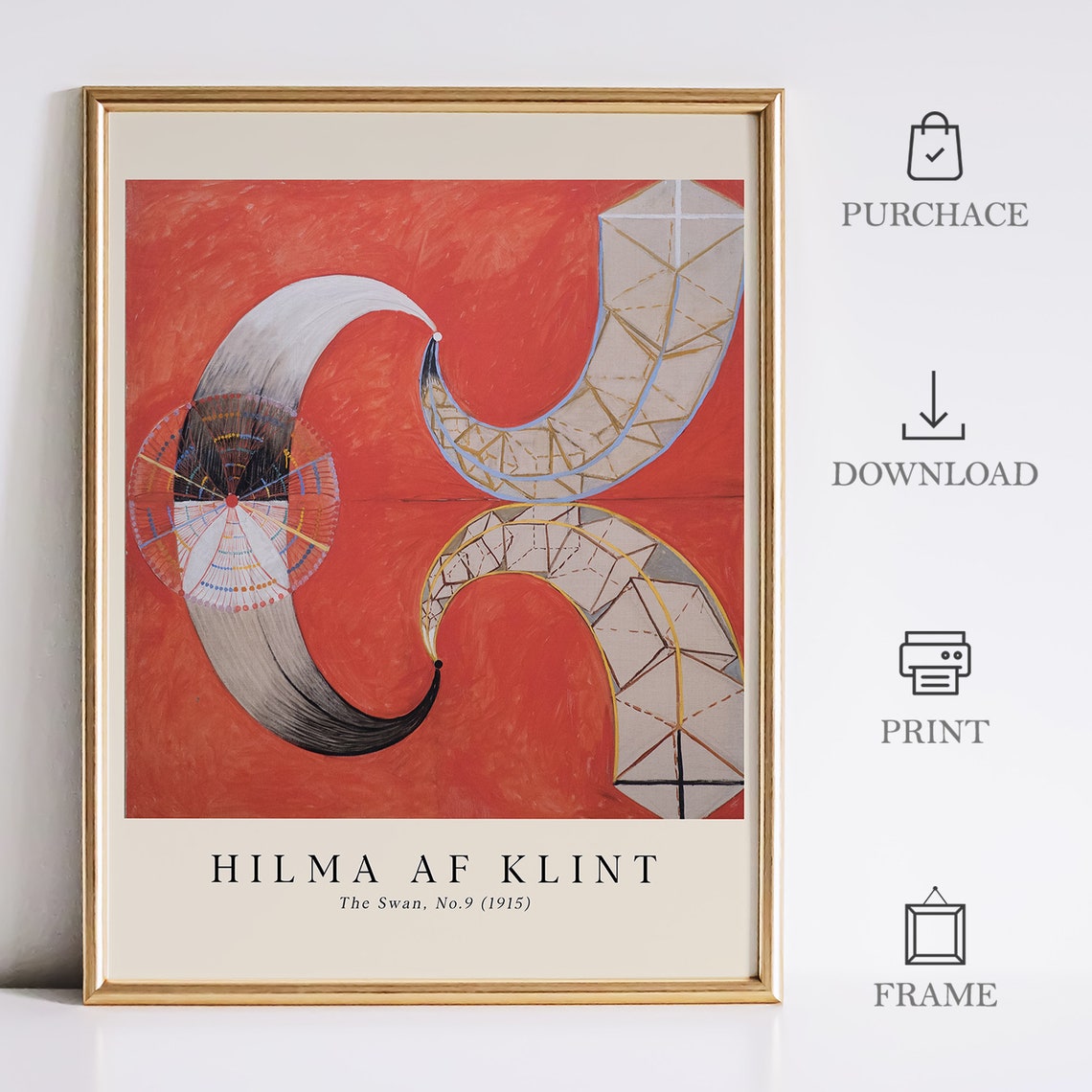 Hilma af Klint The Swan No 9 Red Black White Abstract Art Poster - Image 2