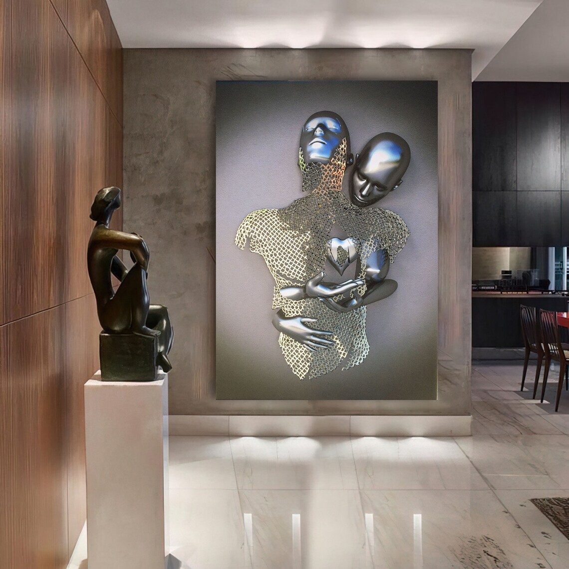 Love Couples 3D Effect Painting, Hugging Couples