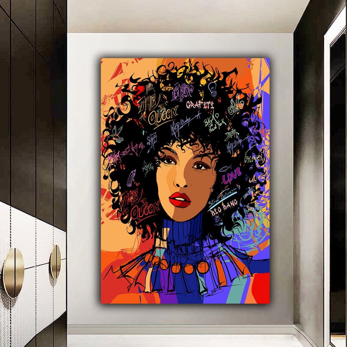 Afro Graffiti Queen Woman Pop Art Colorful Urban Portrait Poster