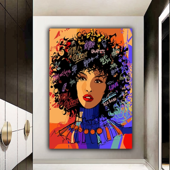 African Pop Art Woman Pop Art Painting Graffiti Woman Wall Art Woman Print