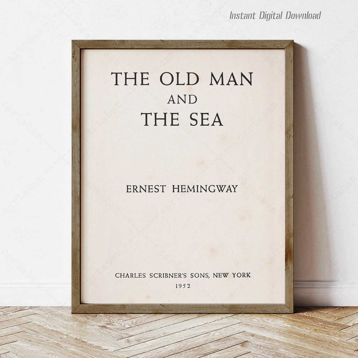 The Old Man And The Sea Ernest Hemingway 1952 Title Page Book Poster