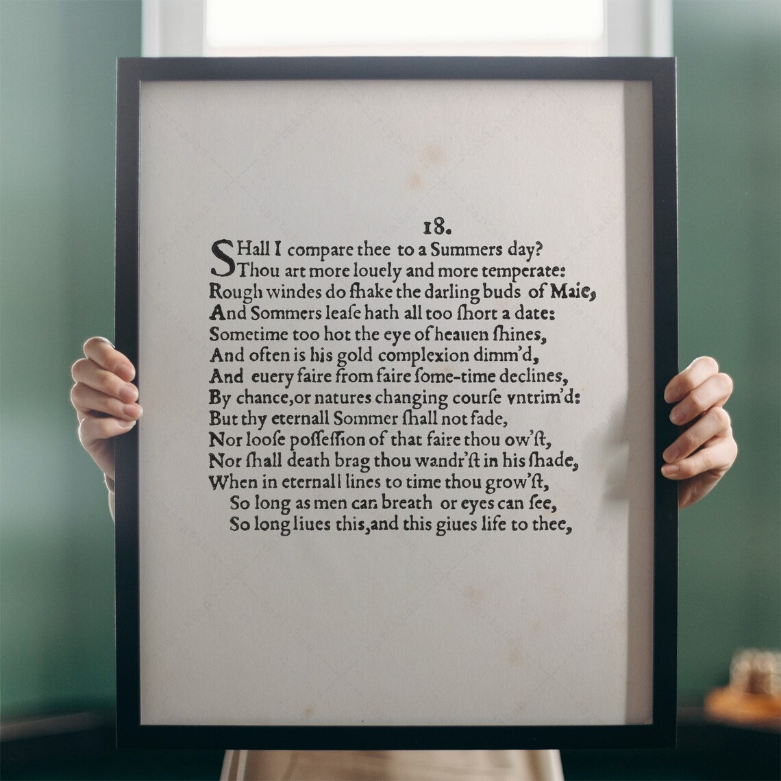 William Shakespeare Sonnet 18 Shall I Compare Thee Original Text Poster - Image 4