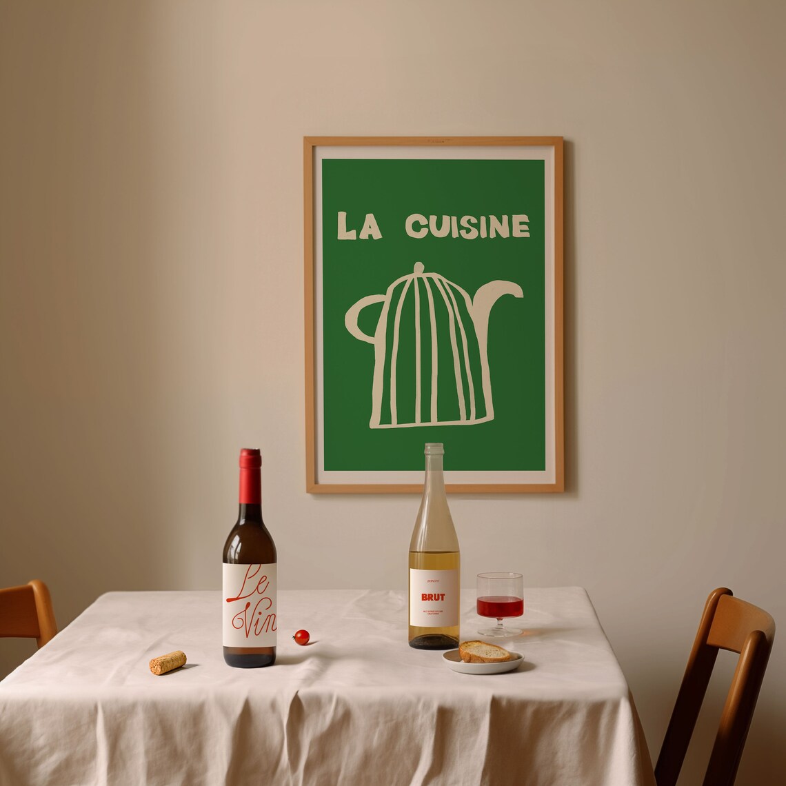 La Cuisine Green French Kitchen Coffee Pot Typography Art Print - Image 3
