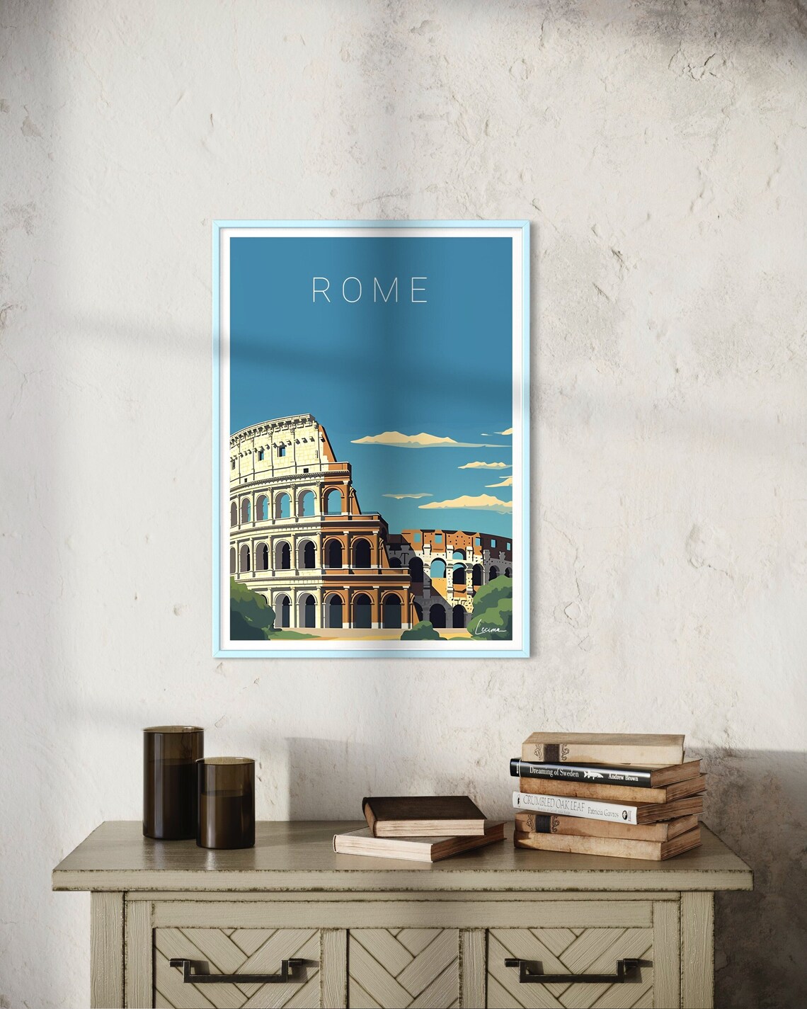 Rome Italy Colosseum Landmark Minimalist Travel Poster Decor