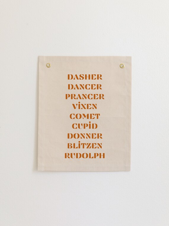 Reindeer Names Banner, Christmas Wall Art