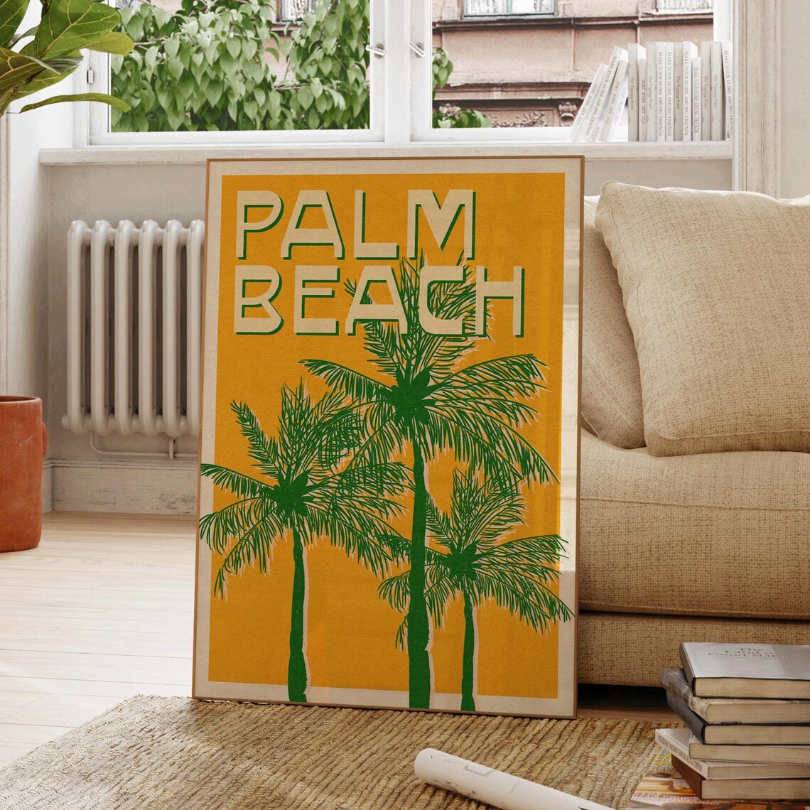 Summer Beach Poster, Retro Tropical Wall Art
