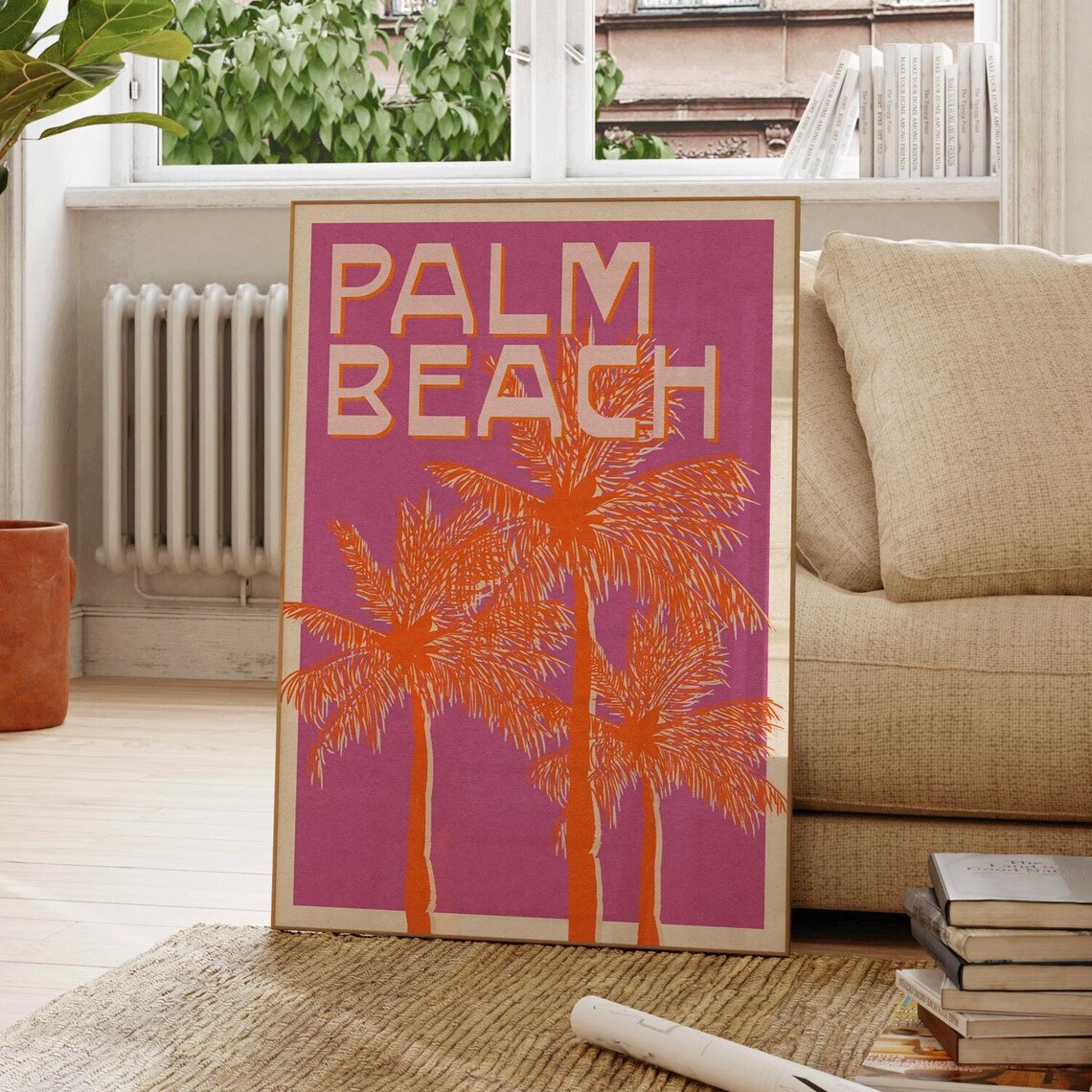 Trendy Beach Art Print, Vintage Retro Decor