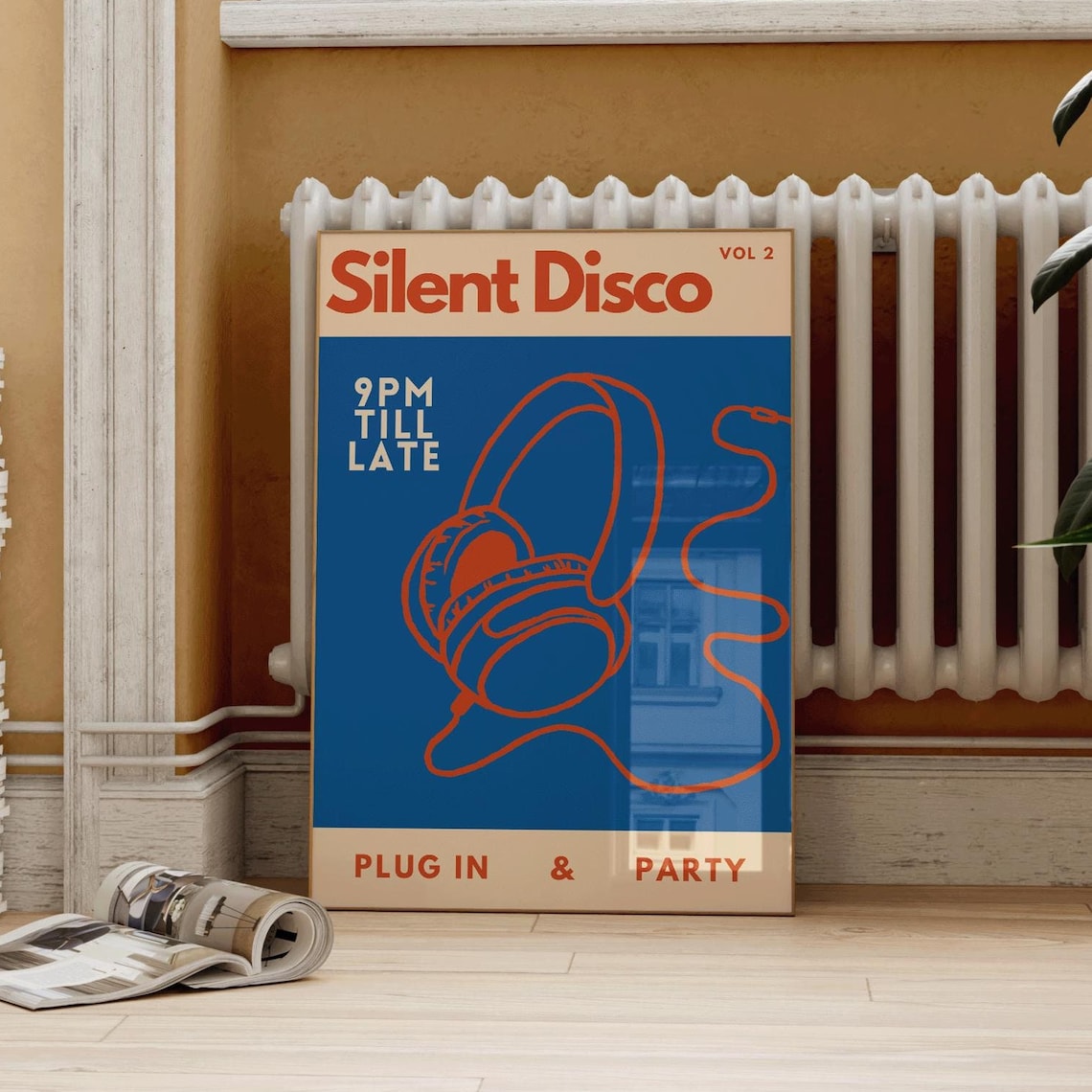 Silent Disco Retro Music Poster, Dance Party Art Print
