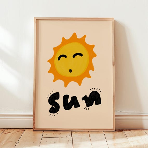 Modern Sun Wall Art Classroom Decor Nursery Children Room Playroom Quirky
