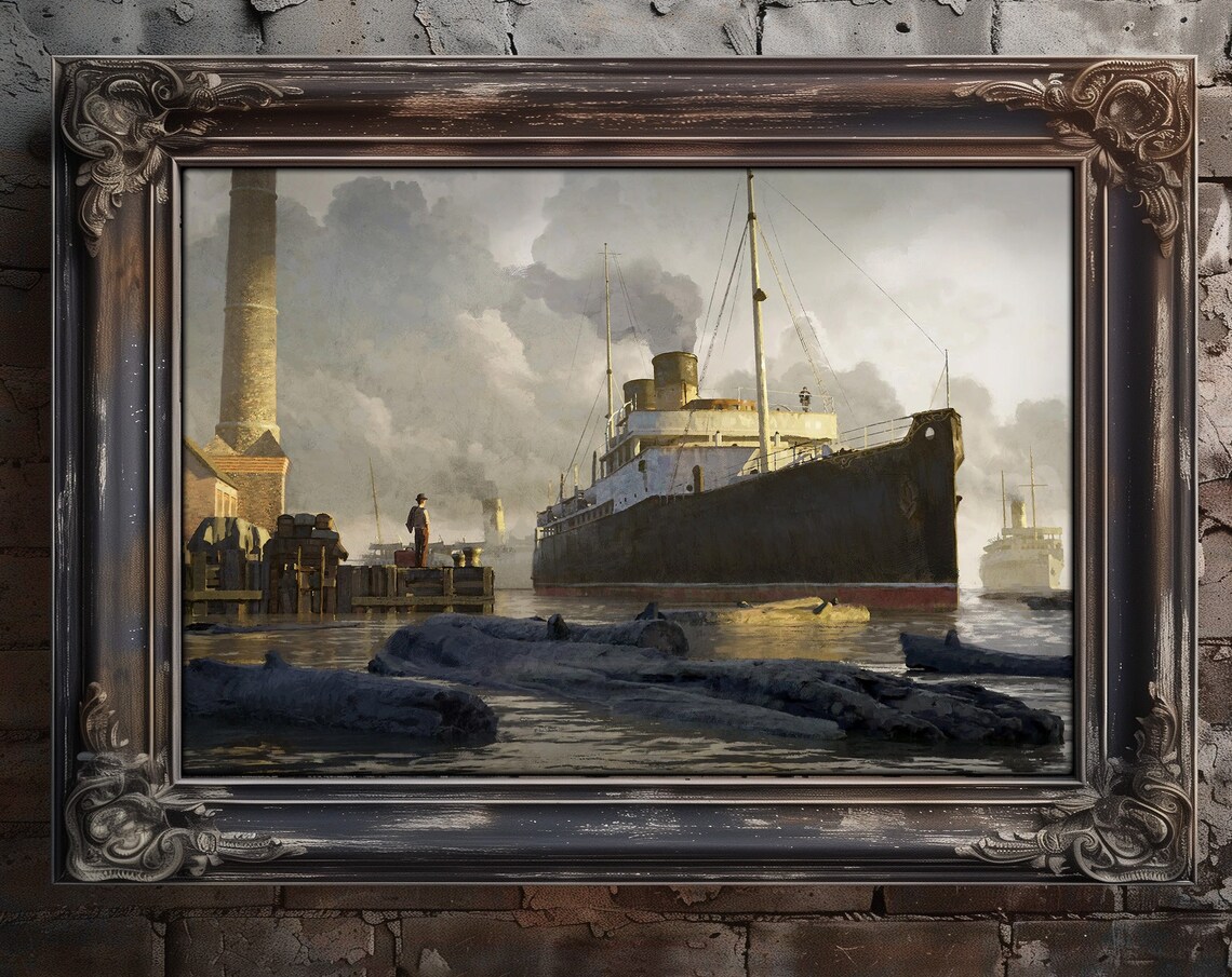 Old Ship Vintage Nautical Coastal Poster Print