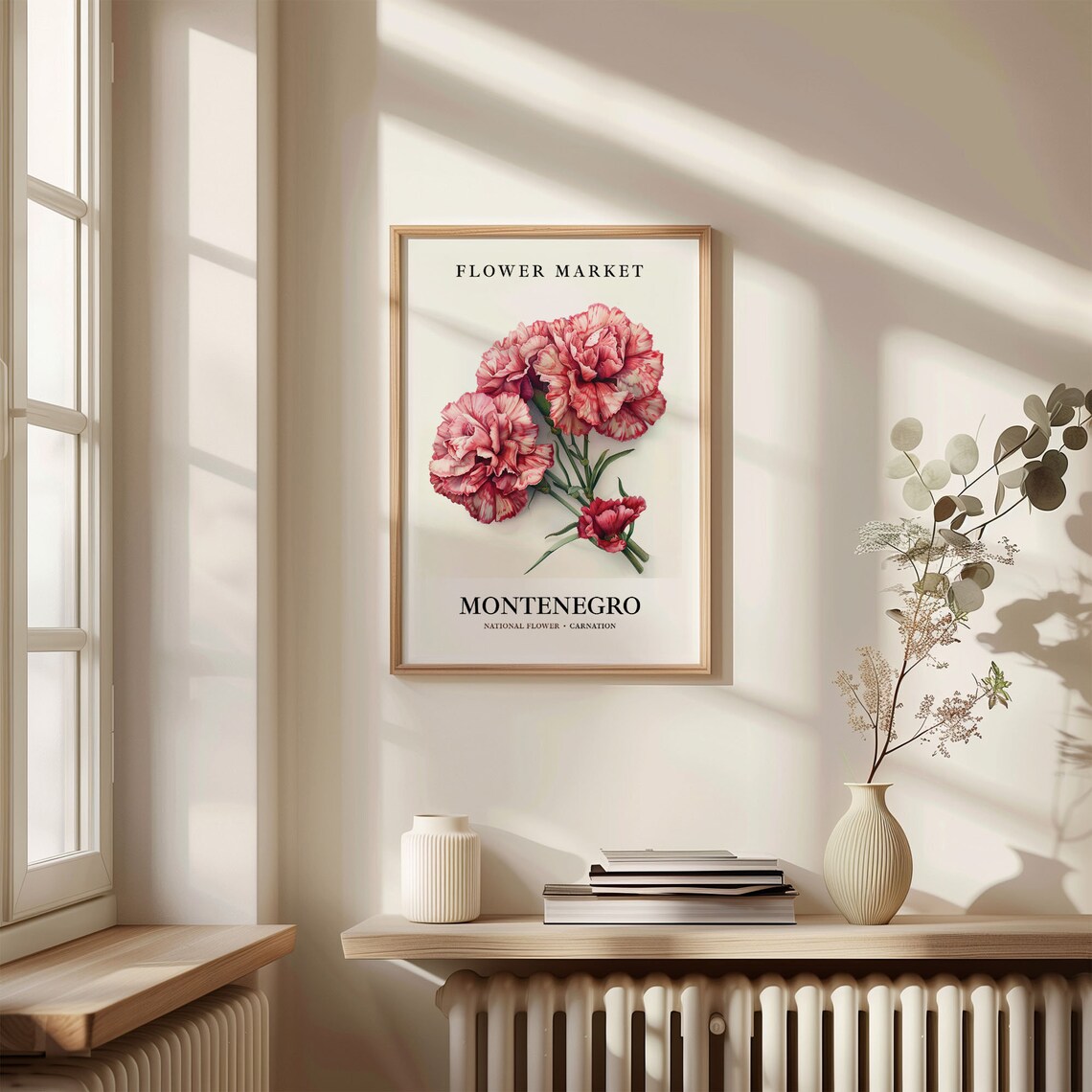 Montenegro Carnation Flower Market National Flower Art Poster - Image 3