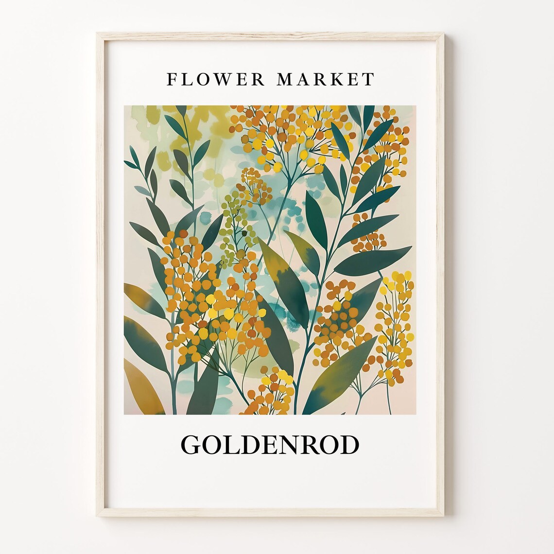 Goldenrod Flower Market Botanical Pastel Art Print