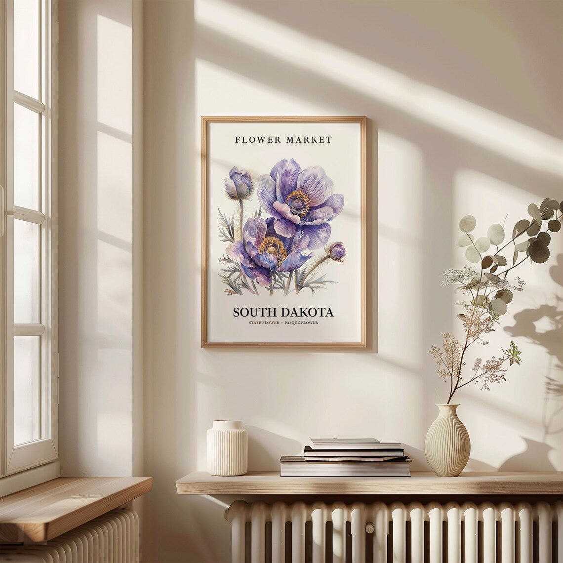Pasque Flower South Dakota Botanical Art Print - Image 3