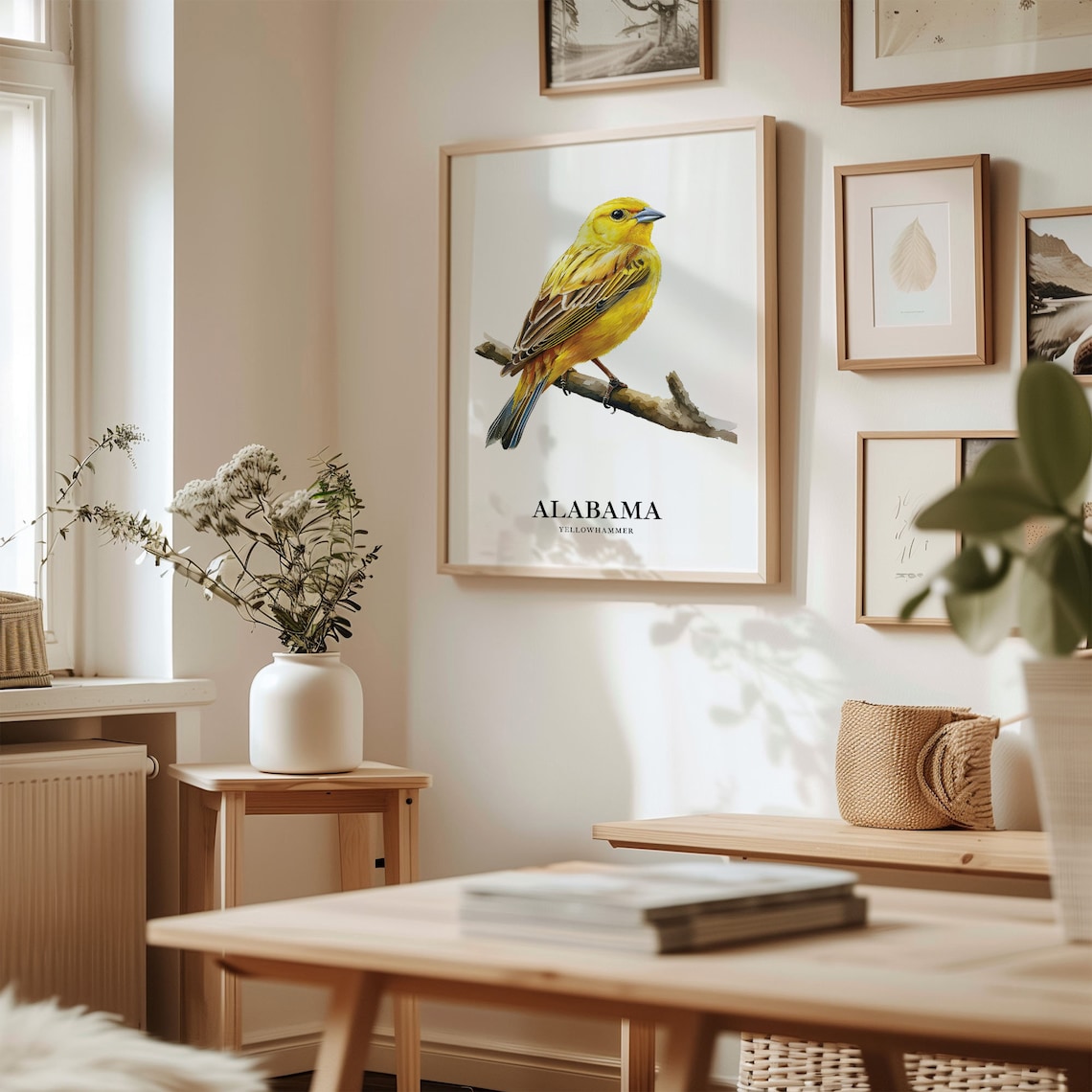 Golden Alabama Yellowhammer Watercolor Bird Illustration Poster - Image 2