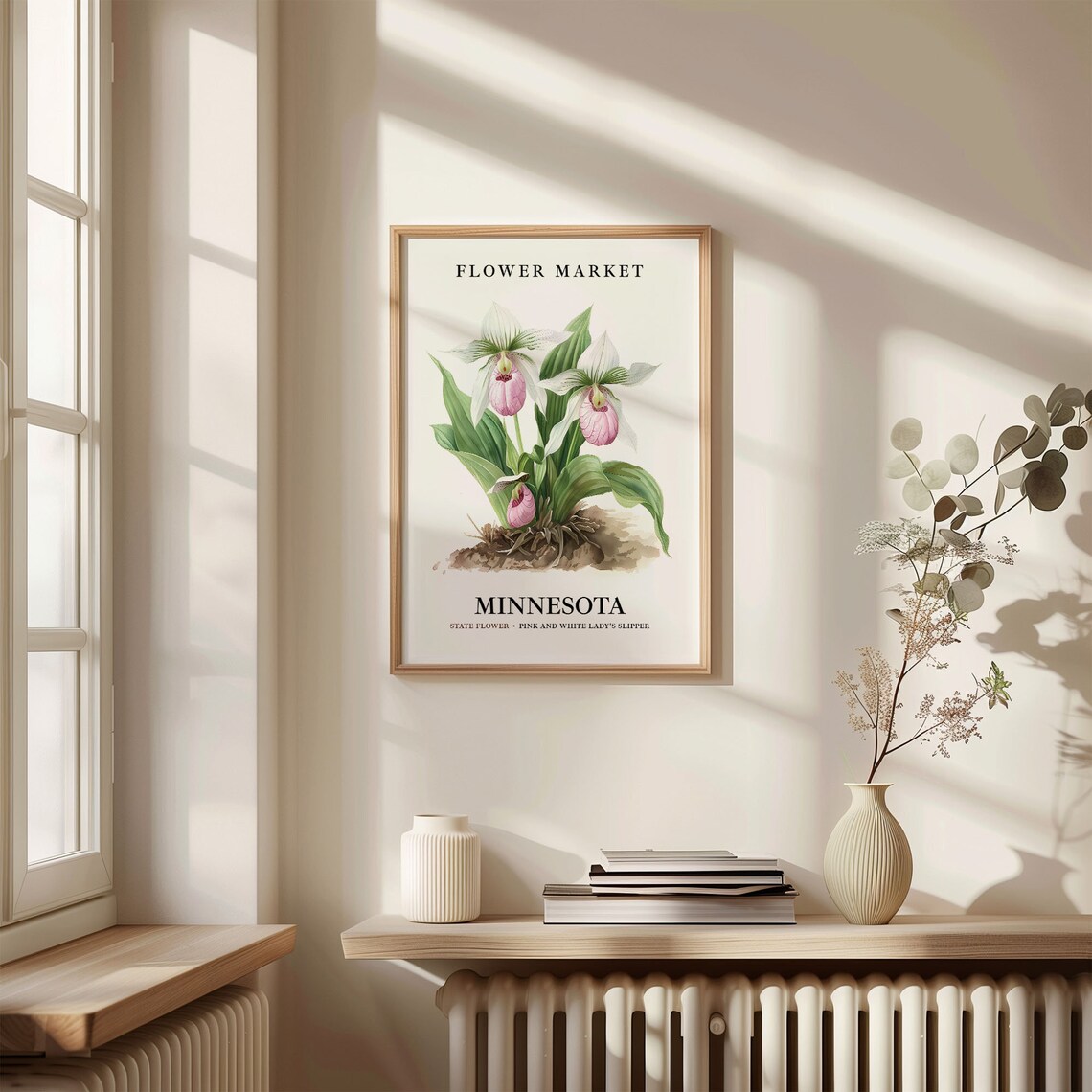 Minnesota State Flower Art Print, 1960s Botanical - Image 3