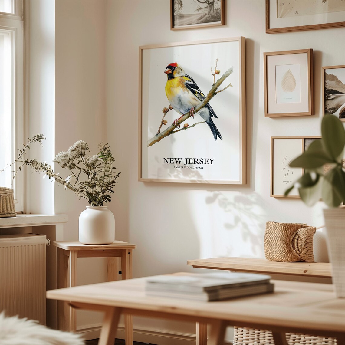 New Jersey Eastern Goldfinch Watercolor Bird Illustration Poster - Image 2