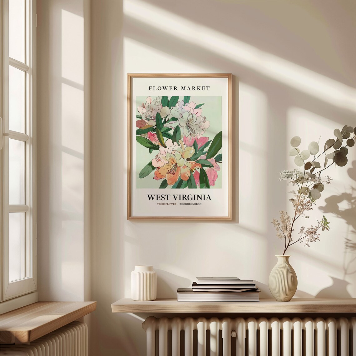 West Virginia Rhododendron Botanical Art Print - Image 3