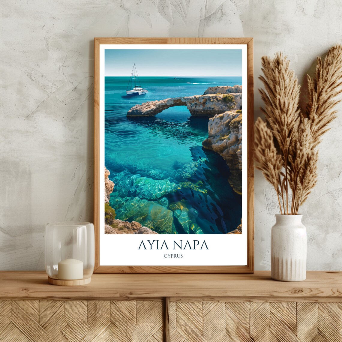 Ayia Napa Love Bridge Sea Arch Turquoise Water Cyprus Travel Poster - Image 3
